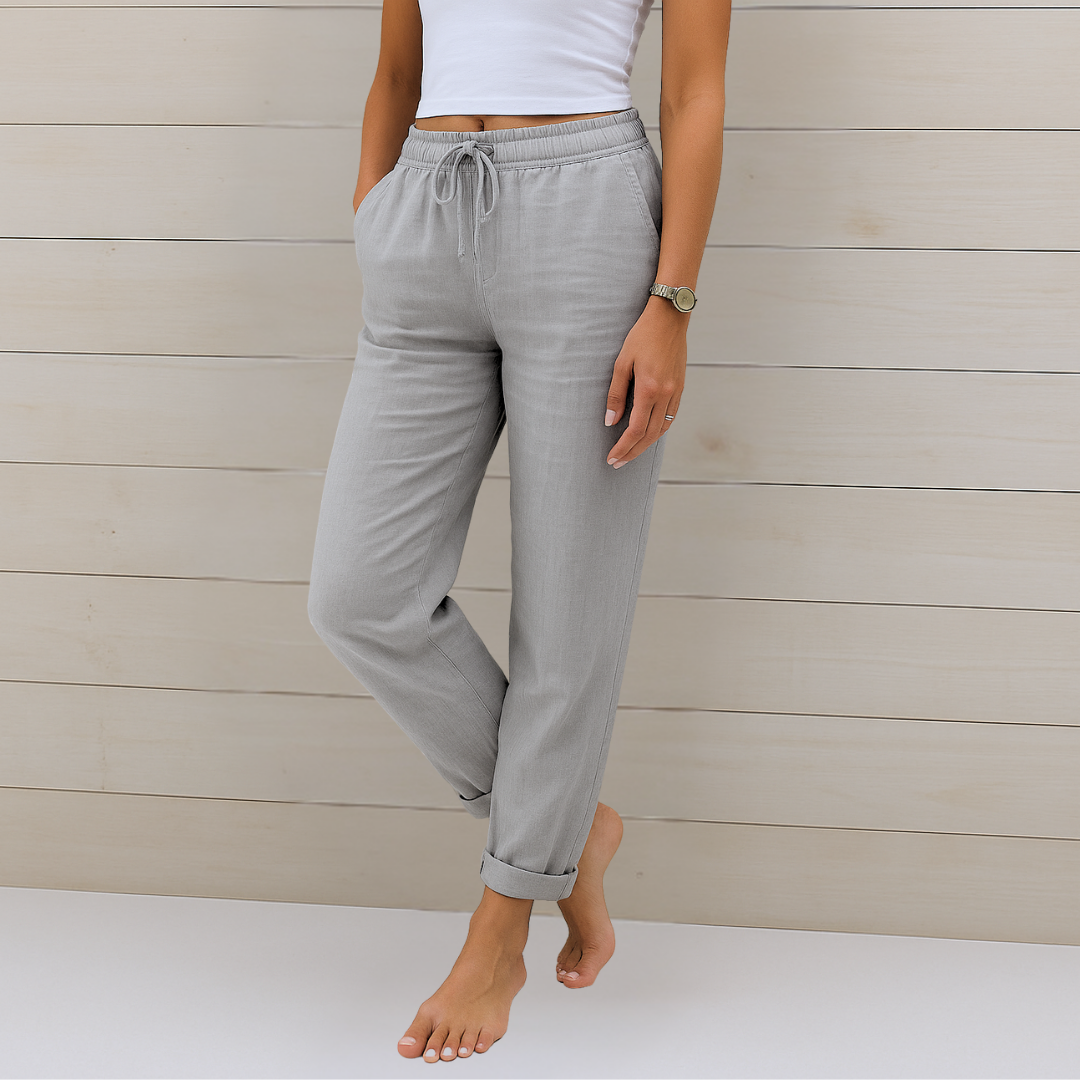 Maylora | Drawstring Relaxed Linen Trousers