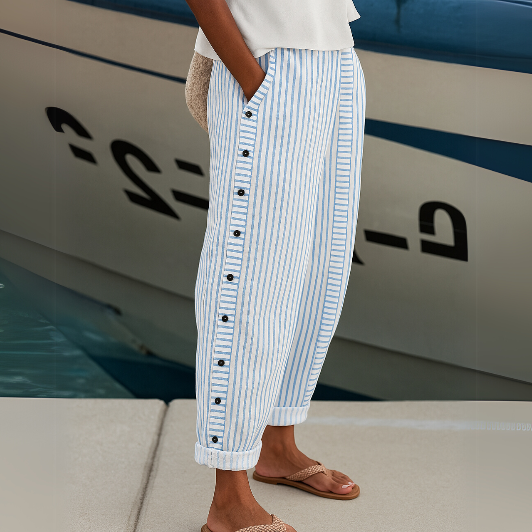 Cate | Stylish Striped Button Pants