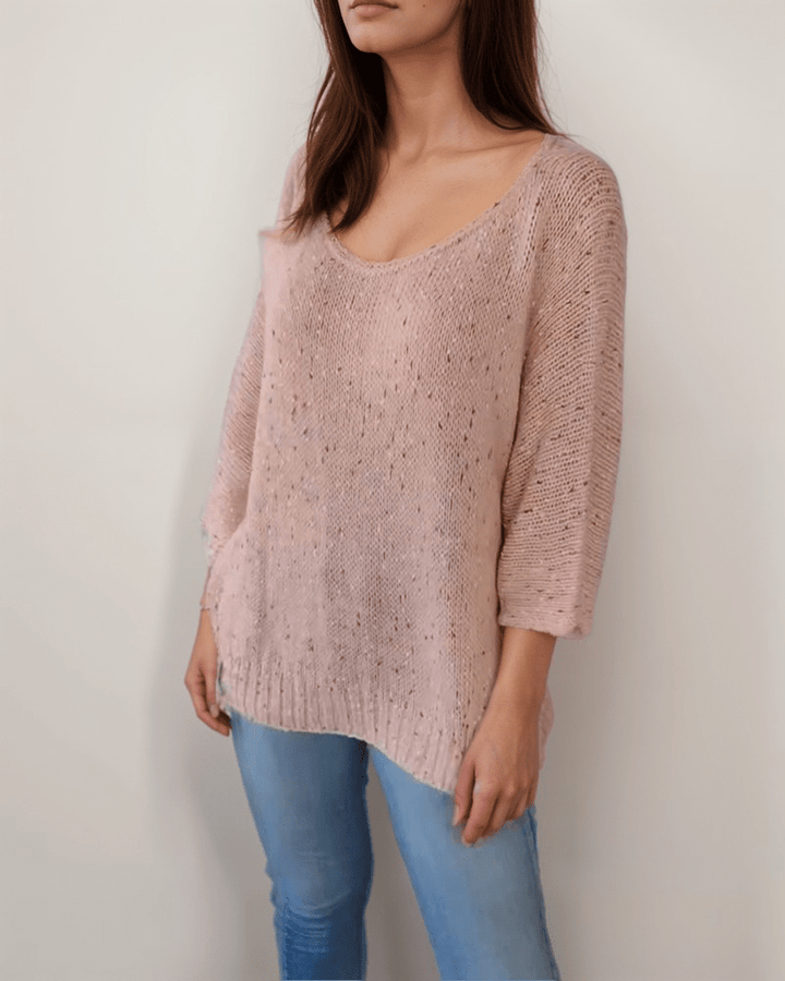 Soft Knit Pullover | Pink | Lightweight Cotton Blend | Relaxed Fit