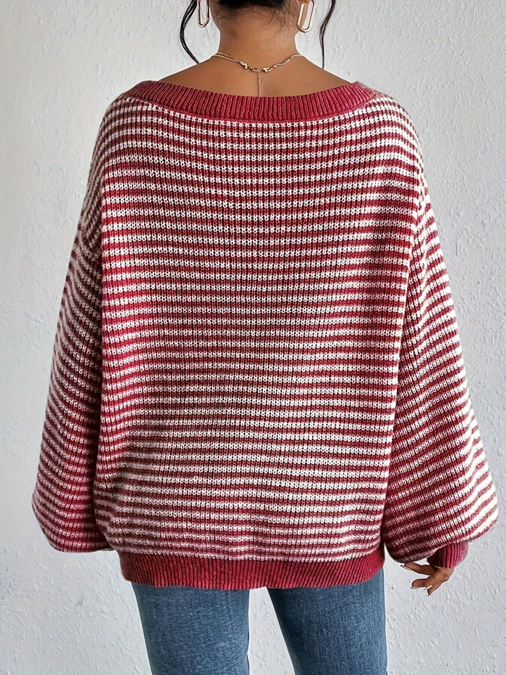 Striped Loose Knit Sweater | Soft Acrylic Blend | Relaxed and Stylish