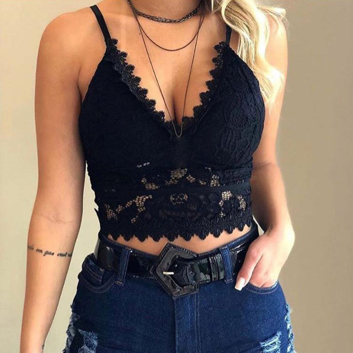 Women’s Lace Bralette Crop Top | Scalloped Edge Strappy Camisole | Festival & Layering Essential