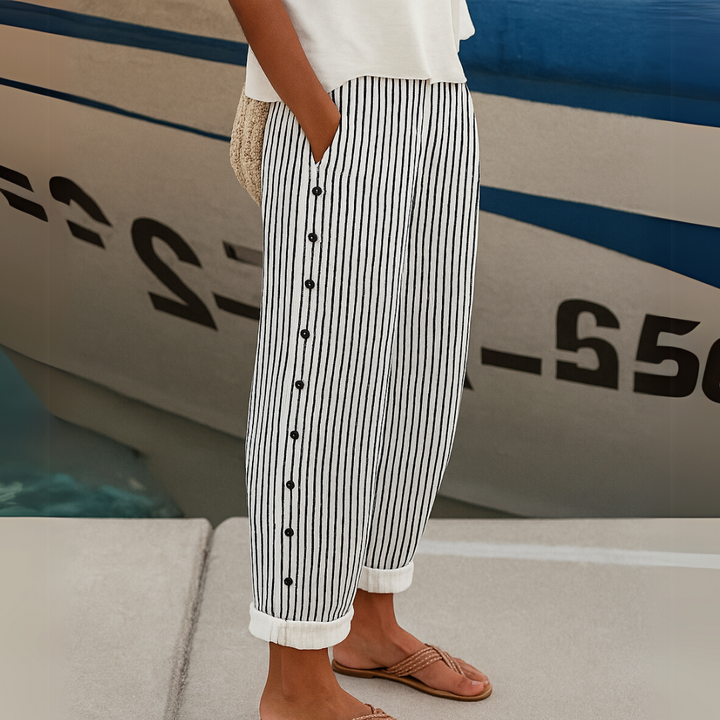 Cate | Stylish Striped Button Pants