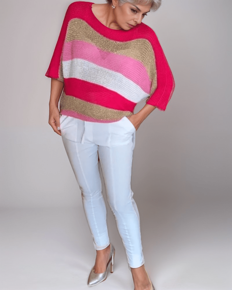 Vibrant Striped Knit Top | 100% Acrylic | multicolour | Relaxed Fit