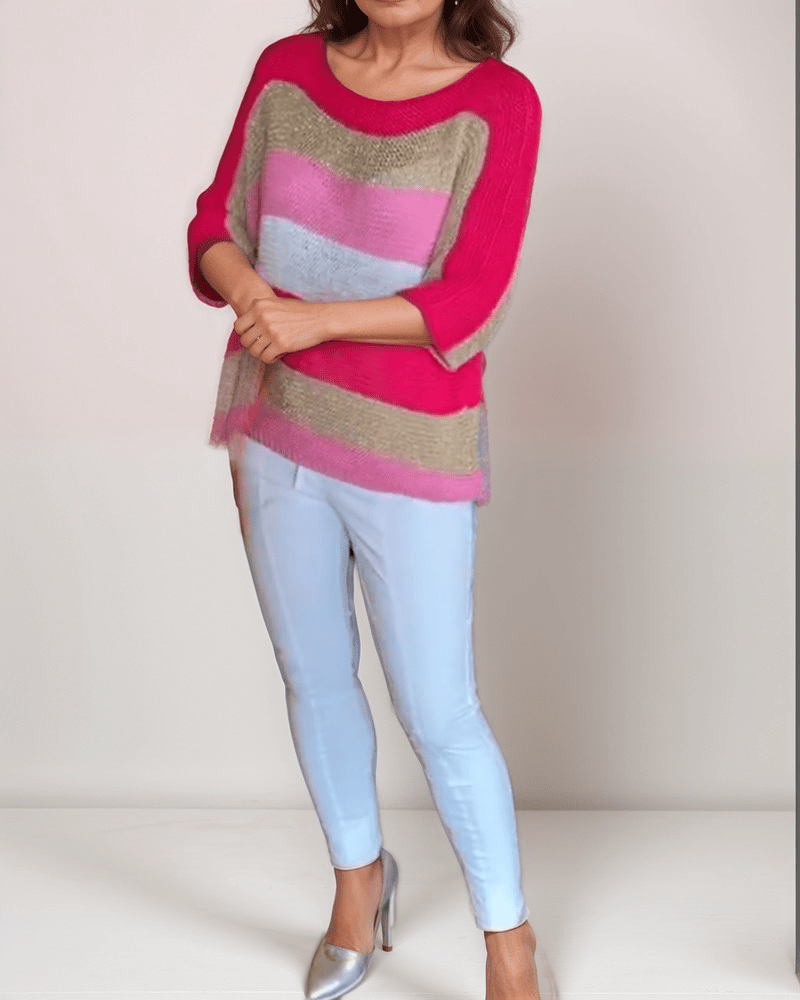 Vibrant Striped Knit Top | 100% Acrylic | multicolour | Relaxed Fit