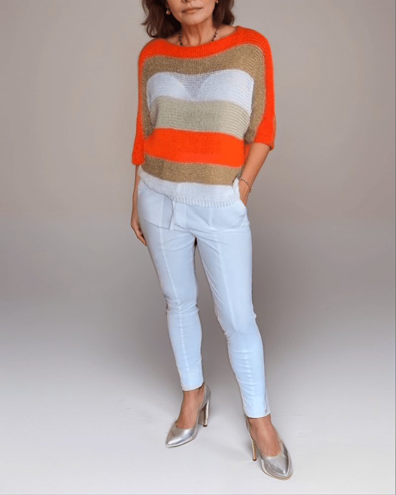 Vibrant Striped Knit Top | 100% Acrylic | multicolour | Relaxed Fit