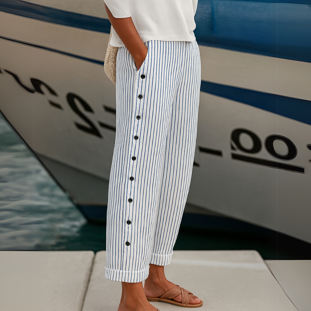 Cate | Stylish Striped Button Pants