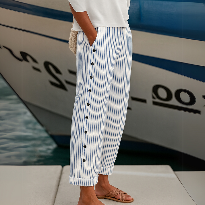 Cate | Stylish Striped Button Pants