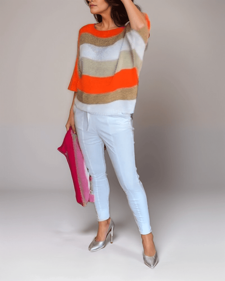 Vibrant Striped Knit Top | 100% Acrylic | multicolour | Relaxed Fit