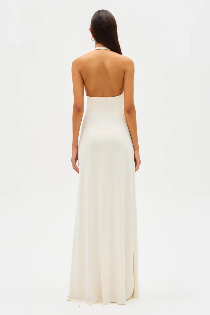 Celeste – Ivory Draped Maxi Dress