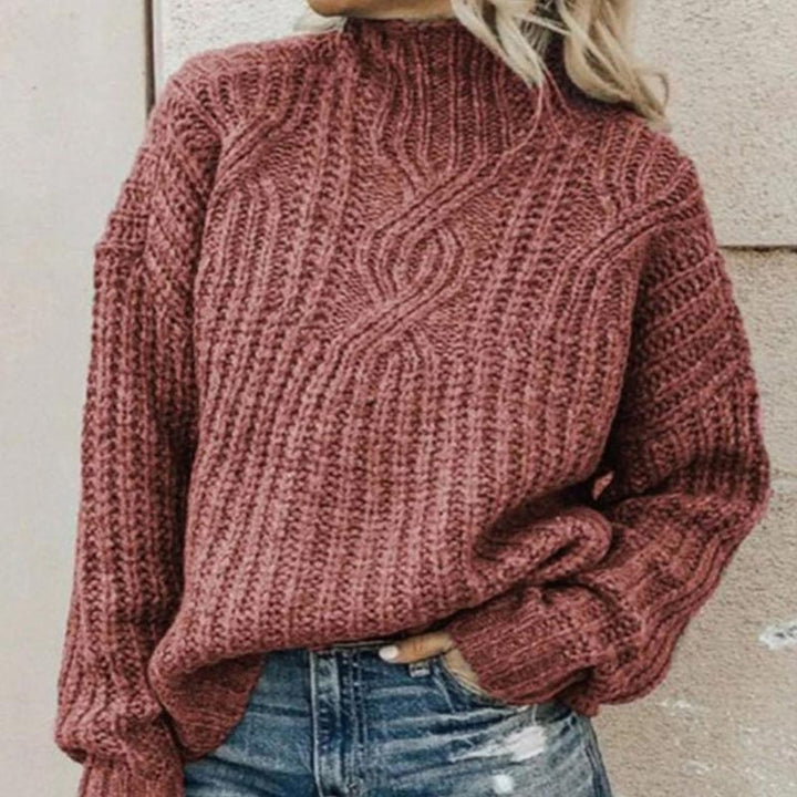 Chunky Cable Knit Sweater | Mock Neck | Relaxed Fit
