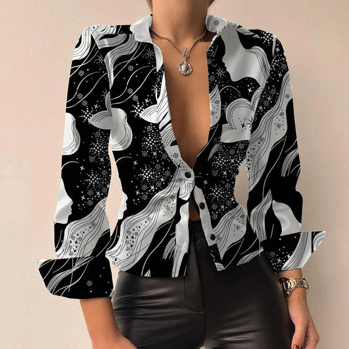 Vegan Leather Tie-Front Blouse | Deep V-Neck | Tailored with Flared Hem