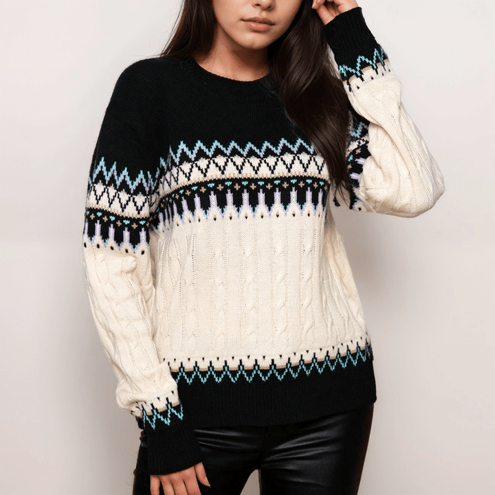 Nordic-Inspired Knit Sweater | Cosy Fair Isle Pattern | Cable-Knit Design | Winter Wear