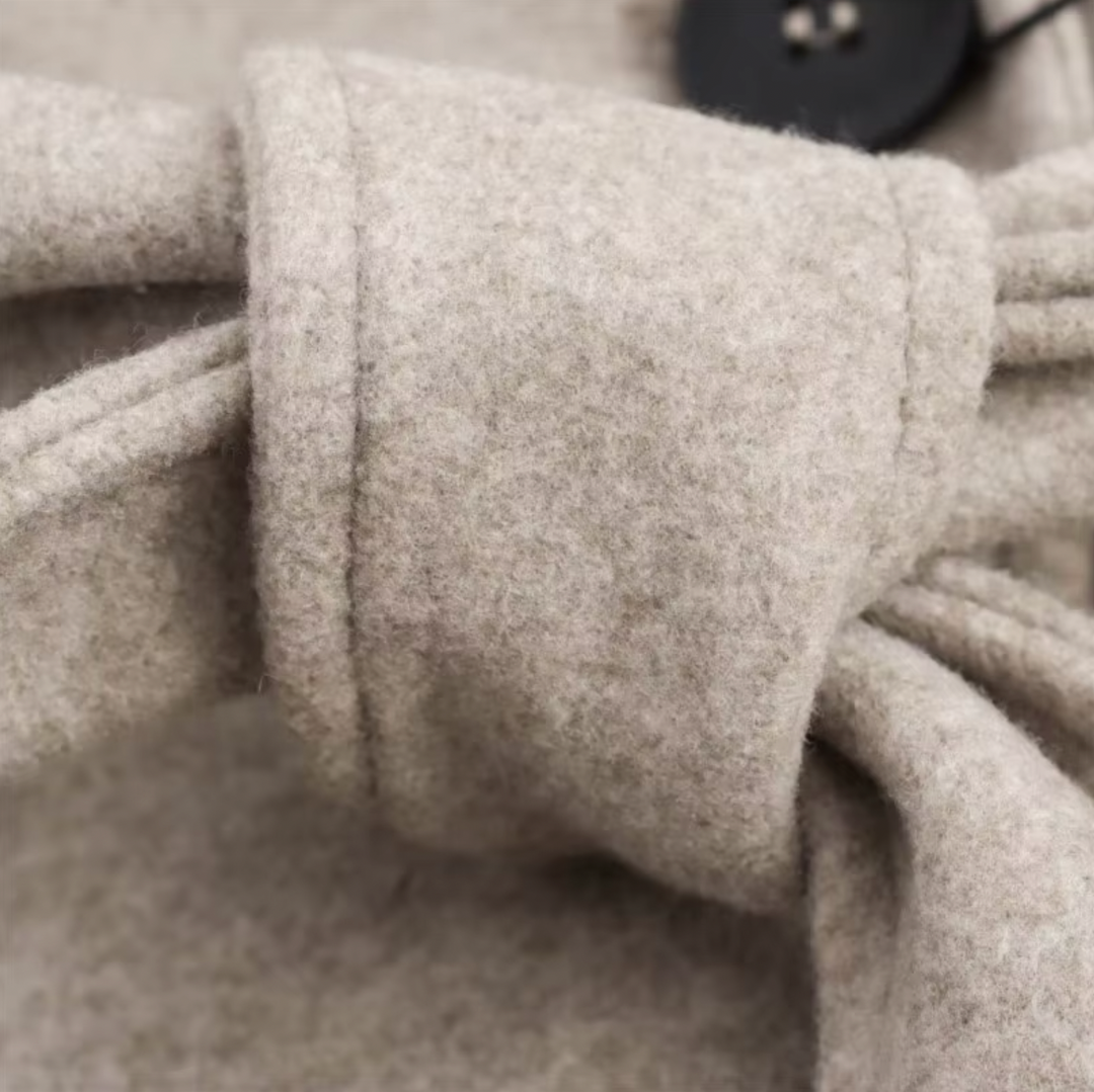 Women’s Beige Double-Breasted Trench Coat with Faux Fur Collar – Belted Longline Design