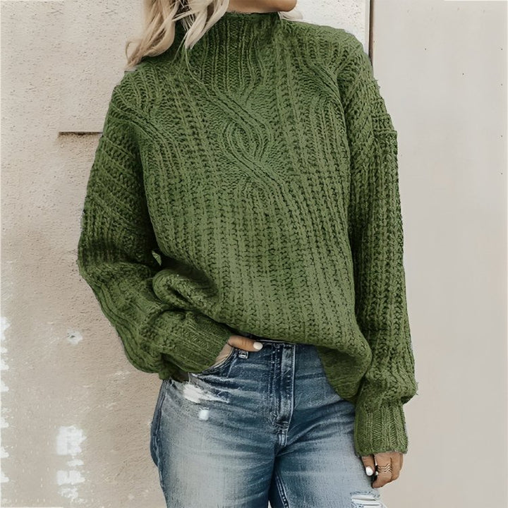 Chunky Cable-Knit High-Neck Sweater | Soft Acrylic Blend | Cozy Relaxed Fit | Winter Essential