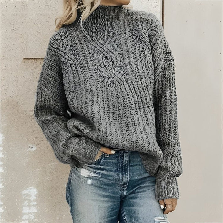 Chunky Cable-Knit High-Neck Sweater | Soft Acrylic Blend | Cozy Relaxed Fit | Winter Essential
