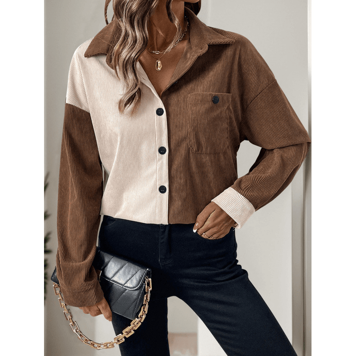 Colour-Block Corduroy Shirt | Button-Down | Casual Chic