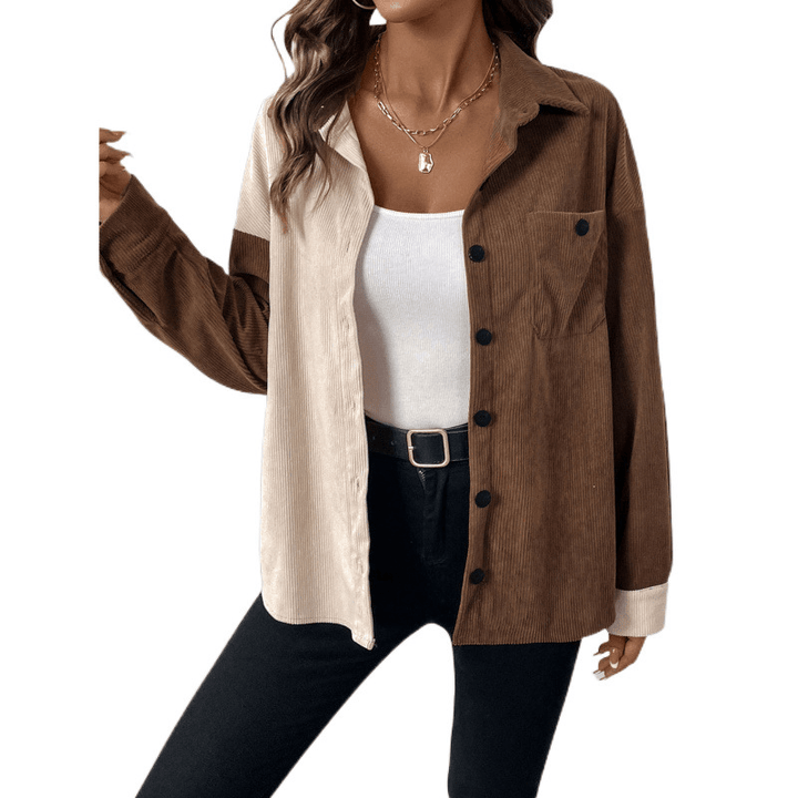 Colour-Block Corduroy Shirt | Button-Down | Casual Chic